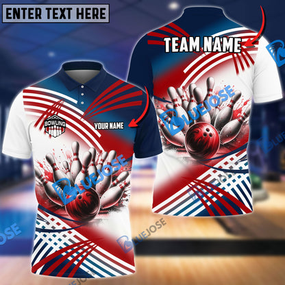 frenzidea Bowling And Pins Splash Art Customized Name 3D Shirt (4 Colors)