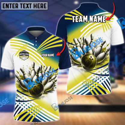 frenzidea Bowling And Pins Splash Art Customized Name 3D Shirt (4 Colors)