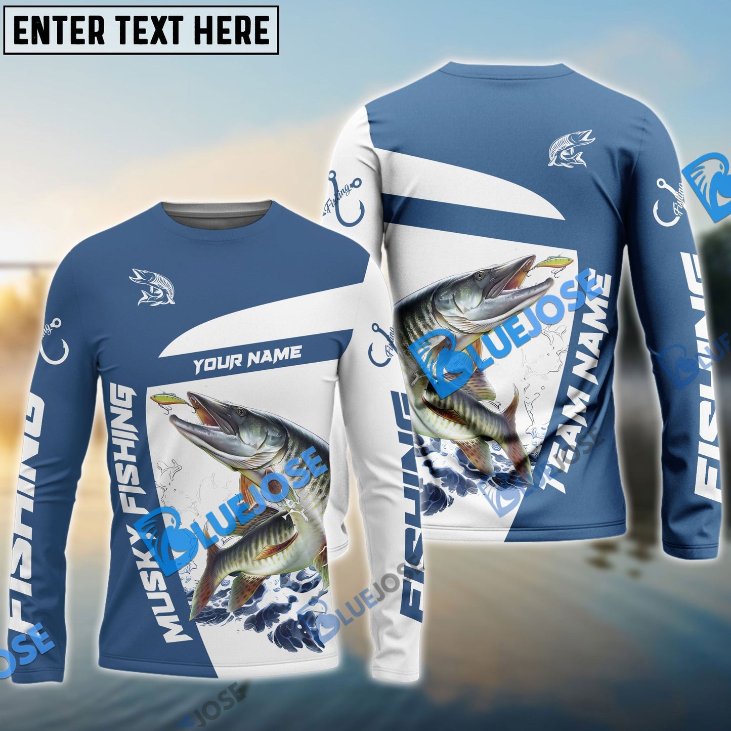 Frenzidea Musky Fishing Light Navy Sport Custom Name & Team Name 3D Shirts