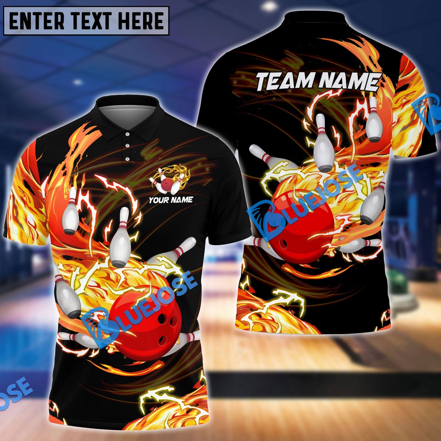 Frenzidea Bowling And Pins Breath Of Thunder Flame Customized Name 3D Shirt (4 Colors)
