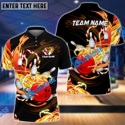 Frenzidea Bowling And Pins Breath Of Thunder Flame Customized Name 3D Shirt (4 Colors)
