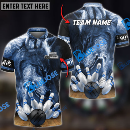 frenzidea Bowling And Pins Alpha Wolf Customized Name 3D Shirt (4 Colors)