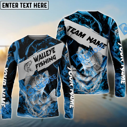 Frenzidea Walleye Fishing Blue Lava Sport Custom Name & Team Name 3D Shirts