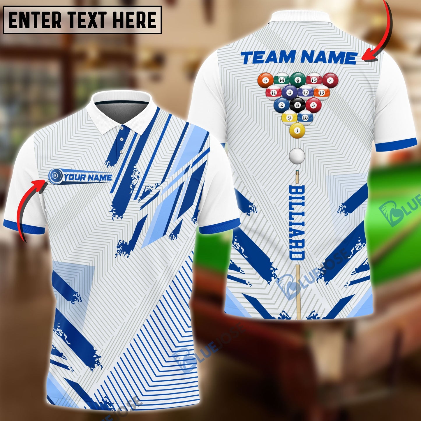 frenzidea Billiards Ball 8 Sport Tournament Personalized Name, Team Name Unisex Shirt ( 6 Colors )