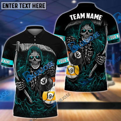 Frenzidea Billiards Death Bringer Reaper Personalized Name, Team Name Unisex Shirt ( 4 Colors )