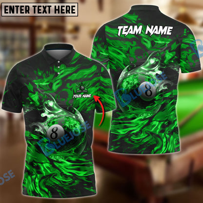 Frenzidea Billiards Ball 8 Flame Ocean Personalized Name, Team Name Unisex Shirt ( 4 Colors )