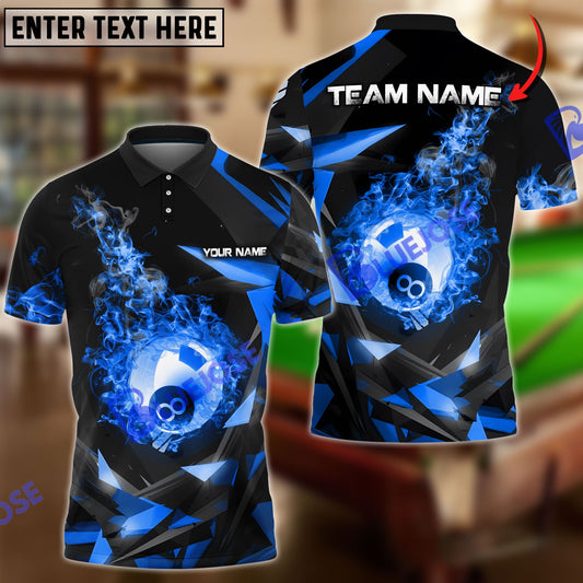 Frenzidea Billiards Ball 8 Falling Fireball Personalized Name, Team Name Unisex Shirt ( 4 Colors )