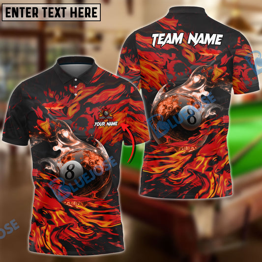 Frenzidea Billiards Ball 8 Flame Ocean Personalized Name, Team Name Unisex Shirt ( 4 Colors )