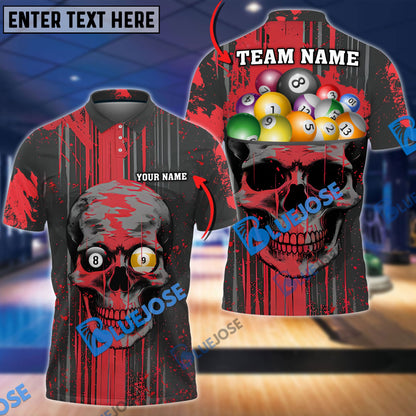 Frenzidea Billiards Skull B-Head Personalized Name, Team Name Unisex Shirt ( 4 Colors )