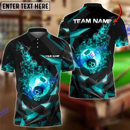 Frenzidea Billiards Ball 8 Falling Fireball Personalized Name, Team Name Unisex Shirt ( 4 Colors )