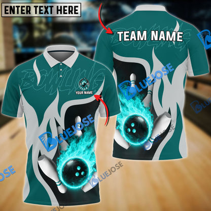 frenzidea Bowling And Pins Falling Meteor Customized Name 3D Shirt (4 Colors)