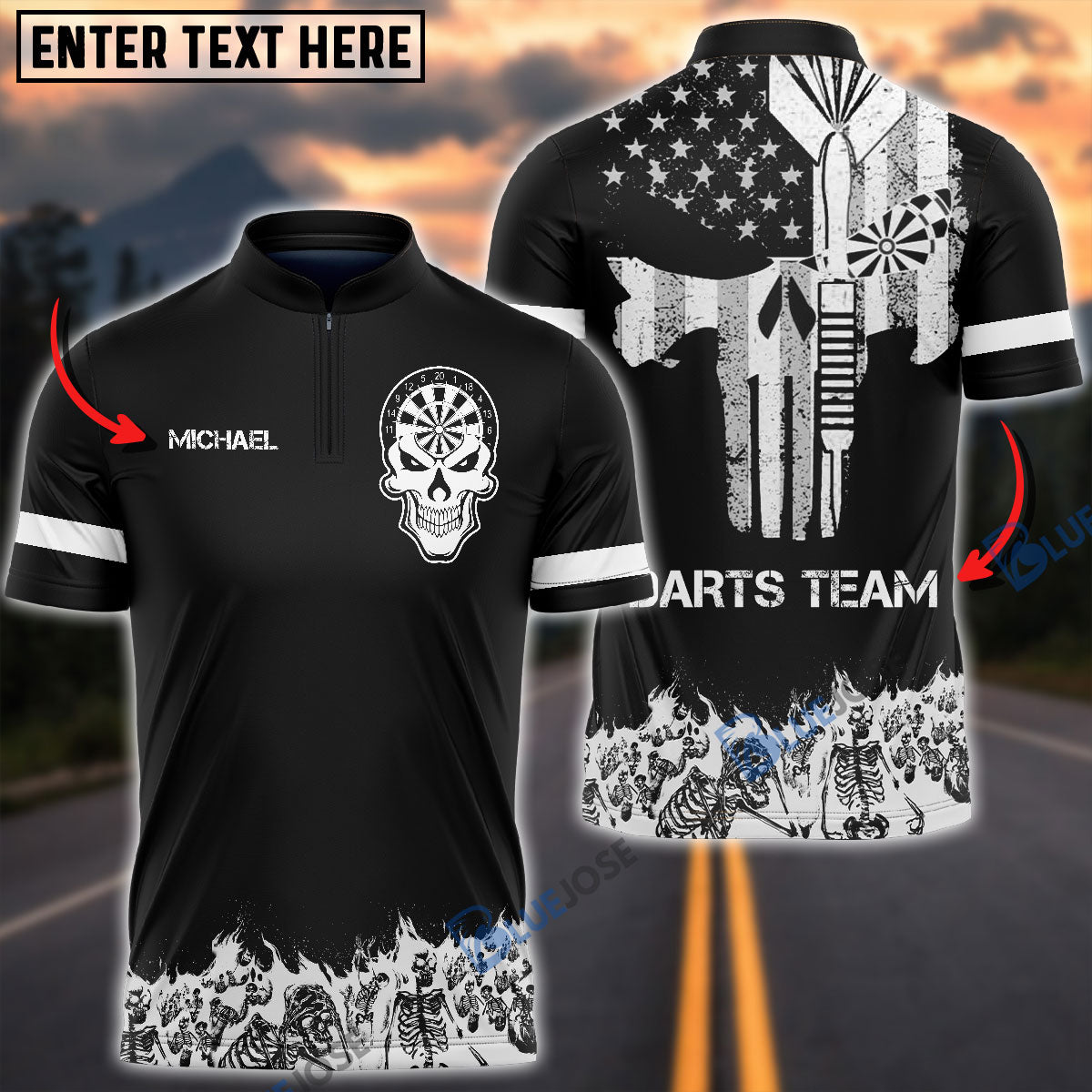 Frenzidea Skull Eyes Darts Personalized Name, Team Name 3D Shirt