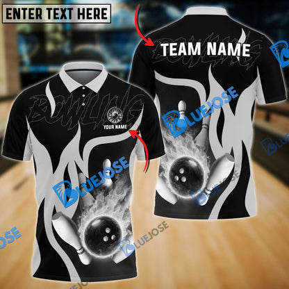 frenzidea Bowling And Pins Falling Meteor Customized Name 3D Shirt (4 Colors)