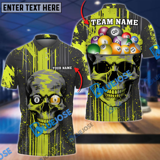 Frenzidea Billiards Skull B-Head Personalized Name, Team Name Unisex Shirt ( 4 Colors )