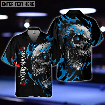 Frenzidea Personalized Name Skull Fire Billiard Balls Hawaiian Shirt