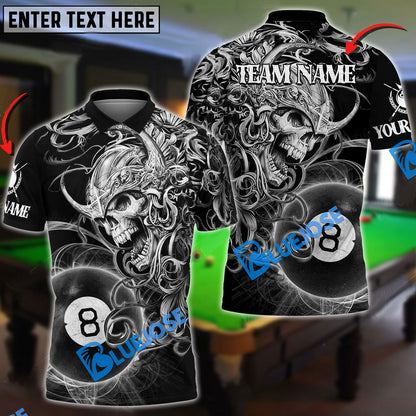Frenzidea Billiards Ball 8 Viking Skull Warrior Personalized Name, Team Name Unisex Shirt ( 2 Colors )