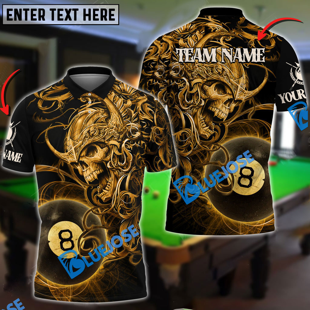 Frenzidea Billiards Ball 8 Viking Skull Warrior Personalized Name, Team Name Unisex Shirt ( 2 Colors )