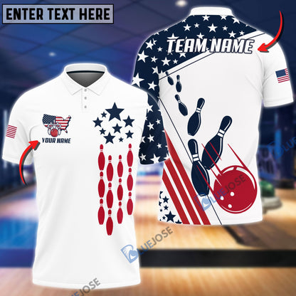 frenzideas Bowling And Pins Way Of America Customized Name, Team Name 3D Shirt