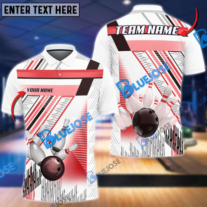 frenzideas Bowling And Pins Lines Pattern Customized Name 3D Shirt ( 6 Colors)
