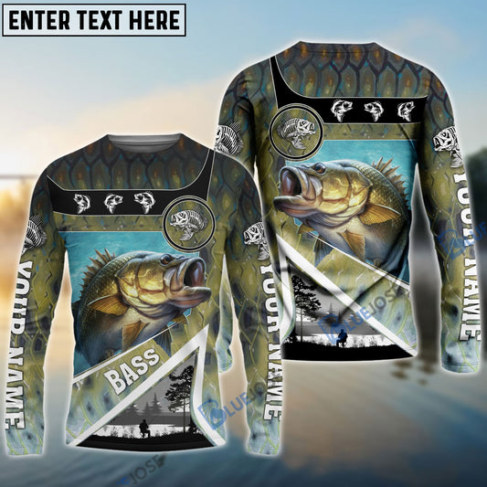 Frenzidea Personalized Bass Fishing Art Line Sport Fishing Shirts