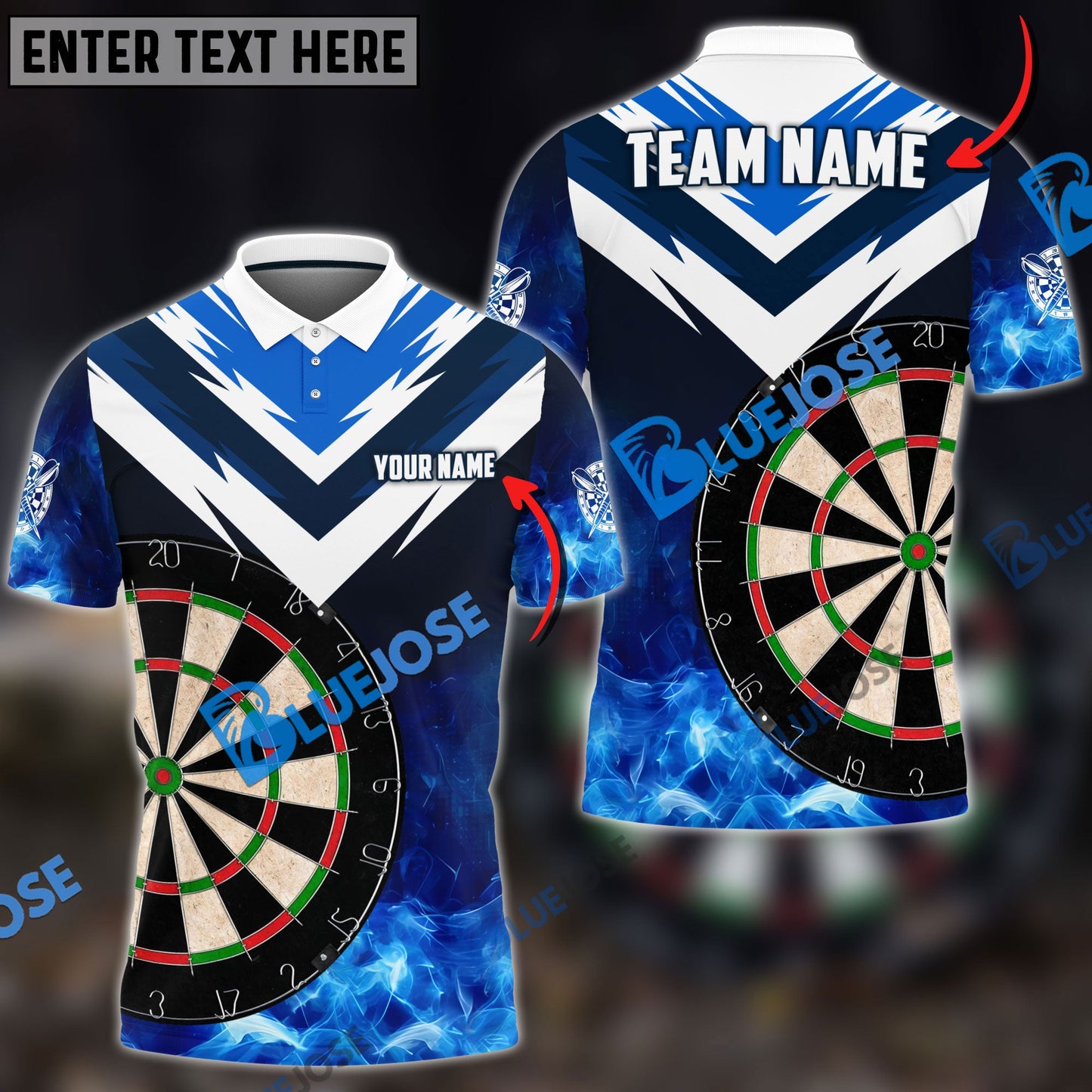 frenzidea Darts Fire Thunder Arrow Pattern Personalized Name, Team Name 3D Shirt (6 Colors)
