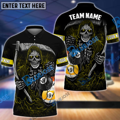 Frenzidea Billiards Death Bringer Reaper Personalized Name, Team Name Unisex Shirt ( 4 Colors )