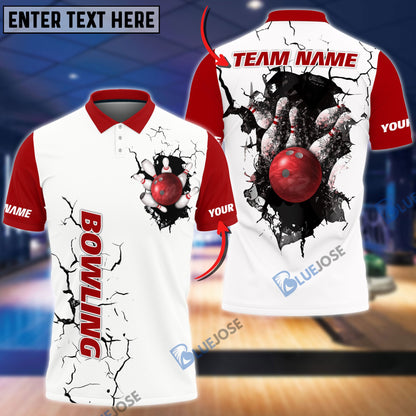 frenzidea Bowling And Pins Collapsing Wall Customized Name 3D Shirt (4 Colors)