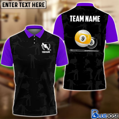 Frenzidea Billiards Player Personalized Name, Team Name Polo Shirt