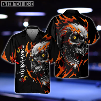 Frenzidea Personalized Name Skull Fire Billiard Balls Hawaiian Shirt