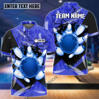 Frenzidea Bowling Broken Pins Colorful Multicolor Customized Name 3D Shirt