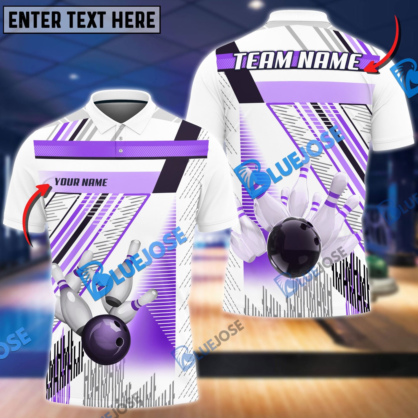 frenzideas Bowling And Pins Lines Pattern Customized Name 3D Shirt ( 6 Colors)