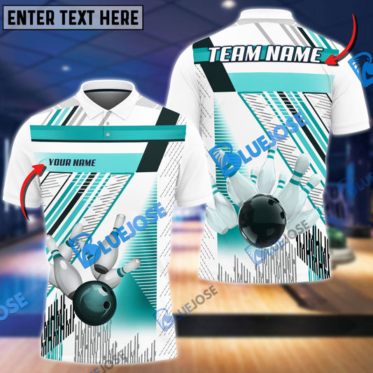 frenzideas Bowling And Pins Lines Pattern Customized Name 3D Shirt ( 6 Colors)