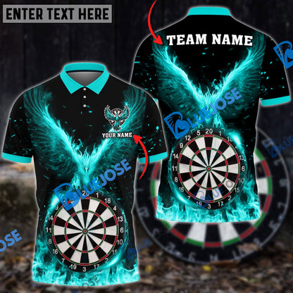 Frenzidea Darts Rebirth Flame Phoenix Personalized Name, Team Name 3D Shirt (4 Colors)