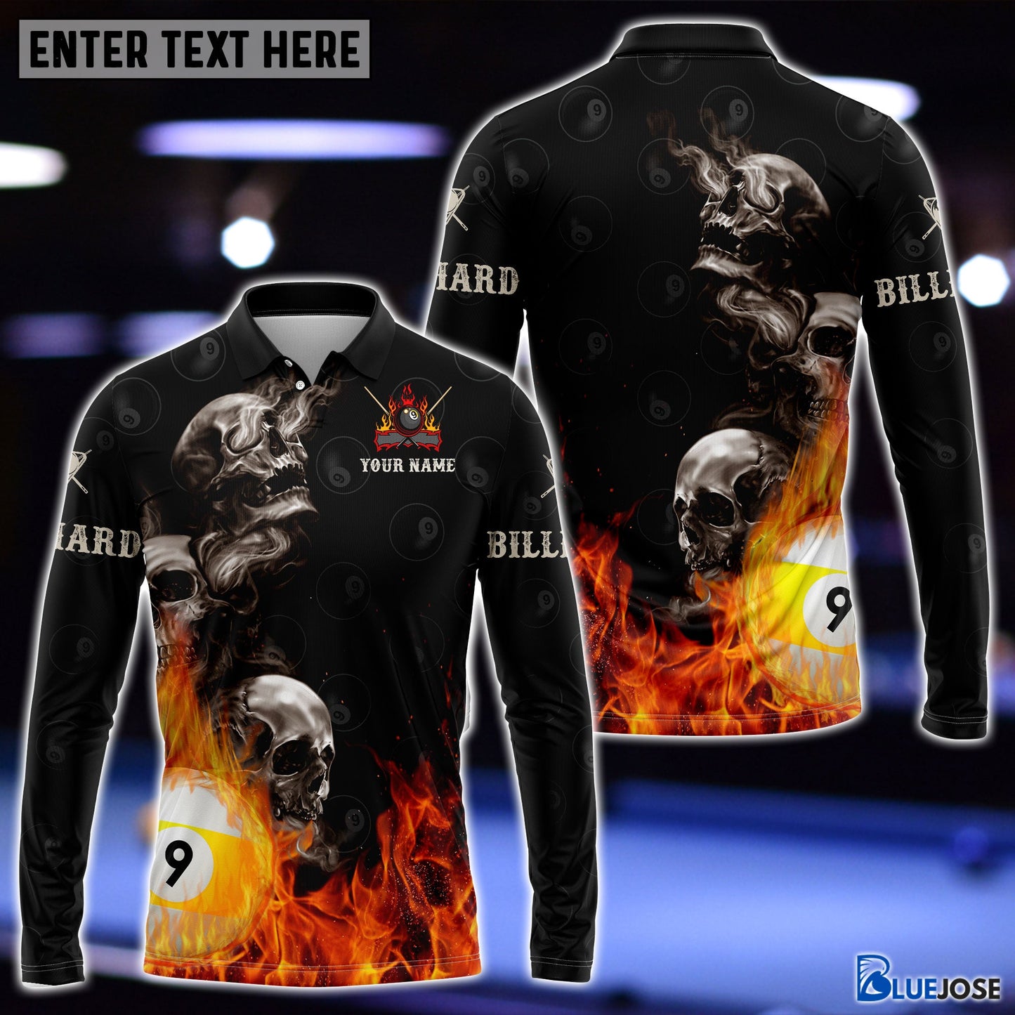 Frenzidea Skull On Fire Billiard Personalized Unisex Shirt