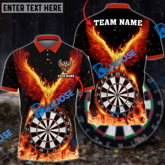 Frenzidea Darts Rebirth Flame Phoenix Personalized Name, Team Name 3D Shirt (4 Colors)