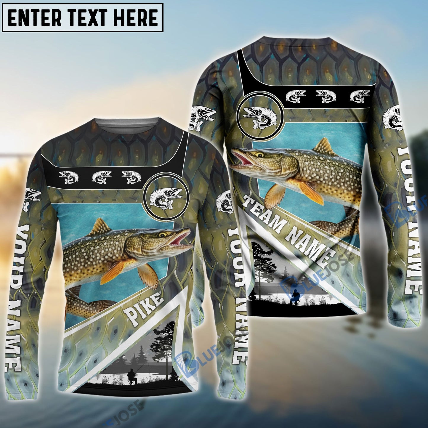 Frenzidea Personalized Pike Fishing Art Line Sport Fishing Shirts
