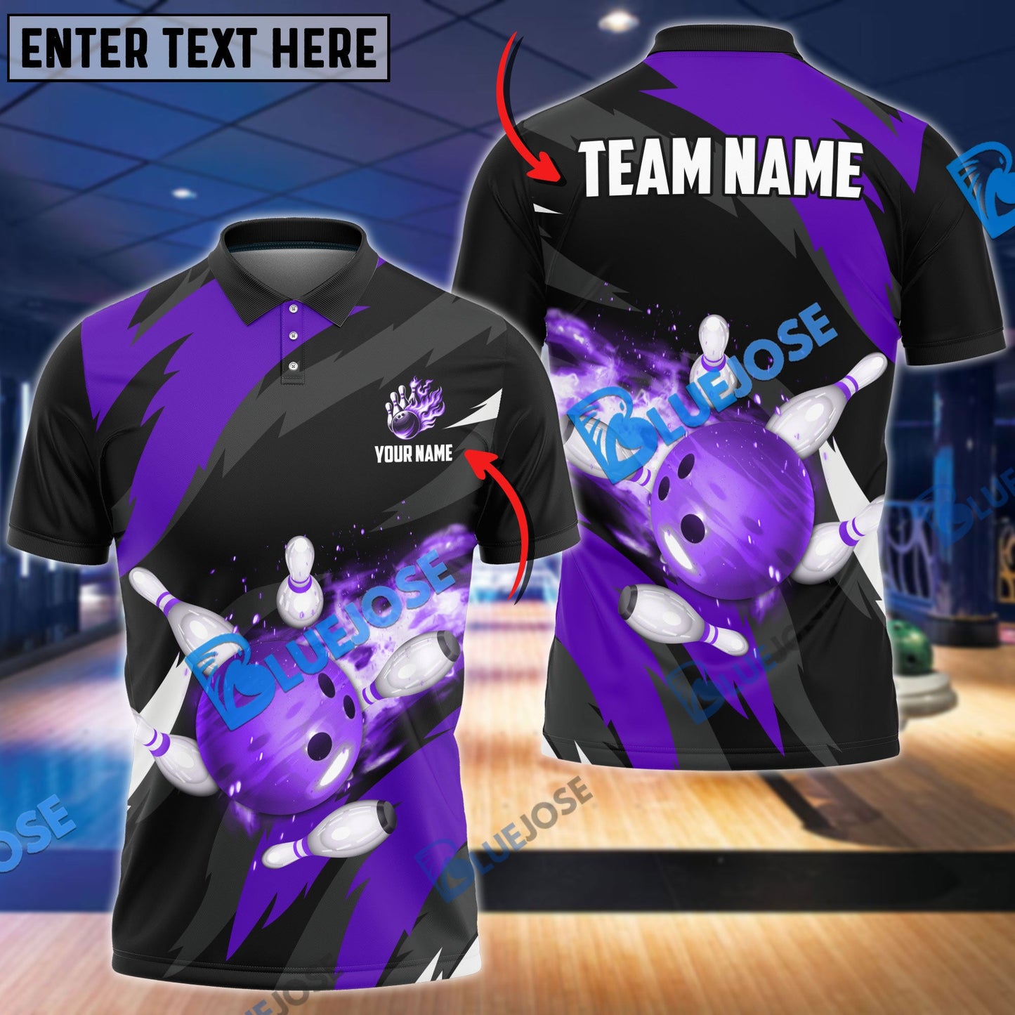 frenzideas Bowling And Pins Flaming Throw Customized Name 3D Shirt ( 6 Colors)