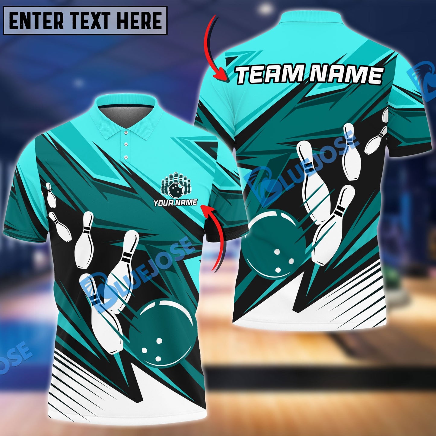 Frenzideas Bowling and Pins Strike Cubes Customized Name, Team Name 3D Shirt (4 Colors)