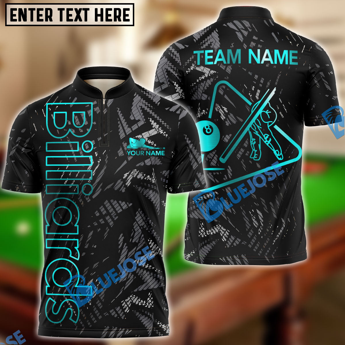 Frenzidea Billiards Ball 8 New Metalic Style Personalized Name, Team Name Unisex Shirt ( 6 Colors )