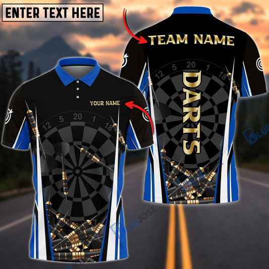 Frenzidea Darts Black Gold  Personalized Name, Team Name 3D Shirt (4 Colors)
