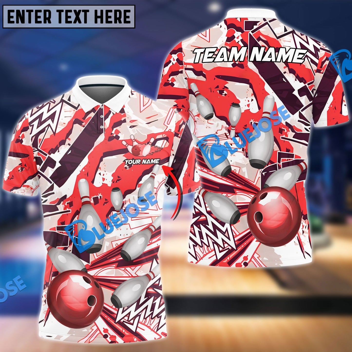Frenzidea Bowling And Pins Graffiti Grunge Customized Name 3D Shirt (4 Colors)