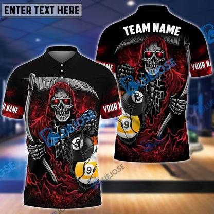 Frenzidea Billiards Death Bringer Reaper Personalized Name, Team Name Unisex Shirt ( 4 Colors )
