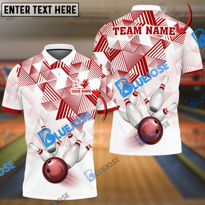 frenzideas Bowling And Pins Triangle Art Customized Name 3D Shirt (6 Colors)