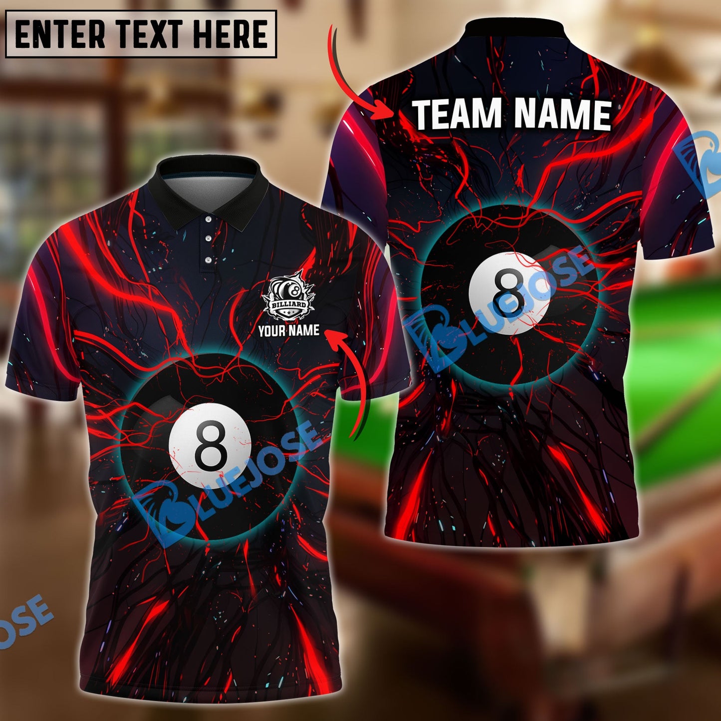 Frenzidea Billiards Ball 8 Abstract Tentacle Personalized Name, Team Name Unisex Shirt ( 4 Colors )