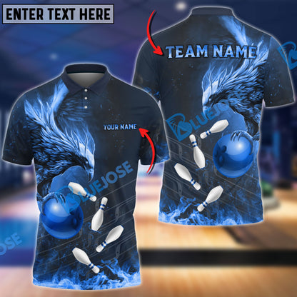 Frenzidea Bowling And Pins Fire Phoenix Customized Name 3D Shirt (4 Colors)