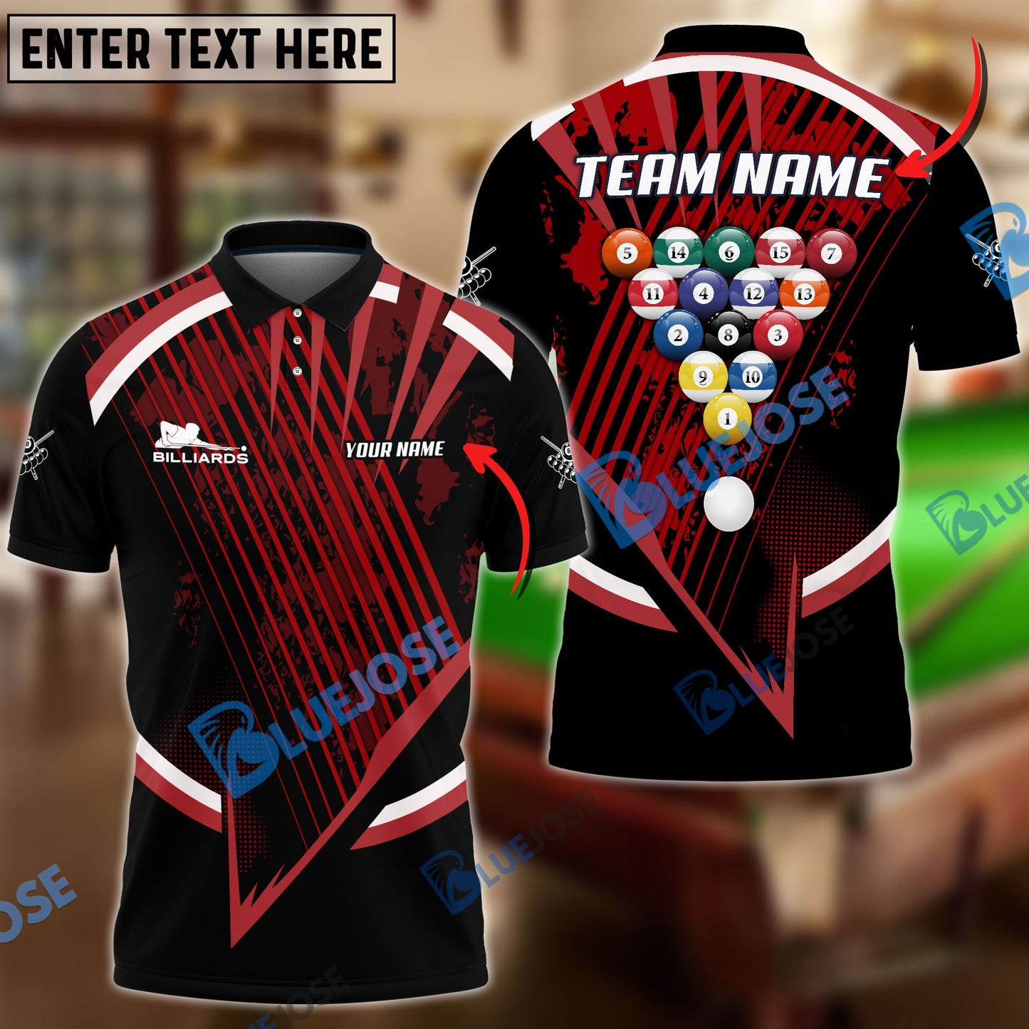 frenzidea Billiards Ball 8 Tournament Concept Personalized Name, Team Name Unisex Shirt ( 4 Colors )