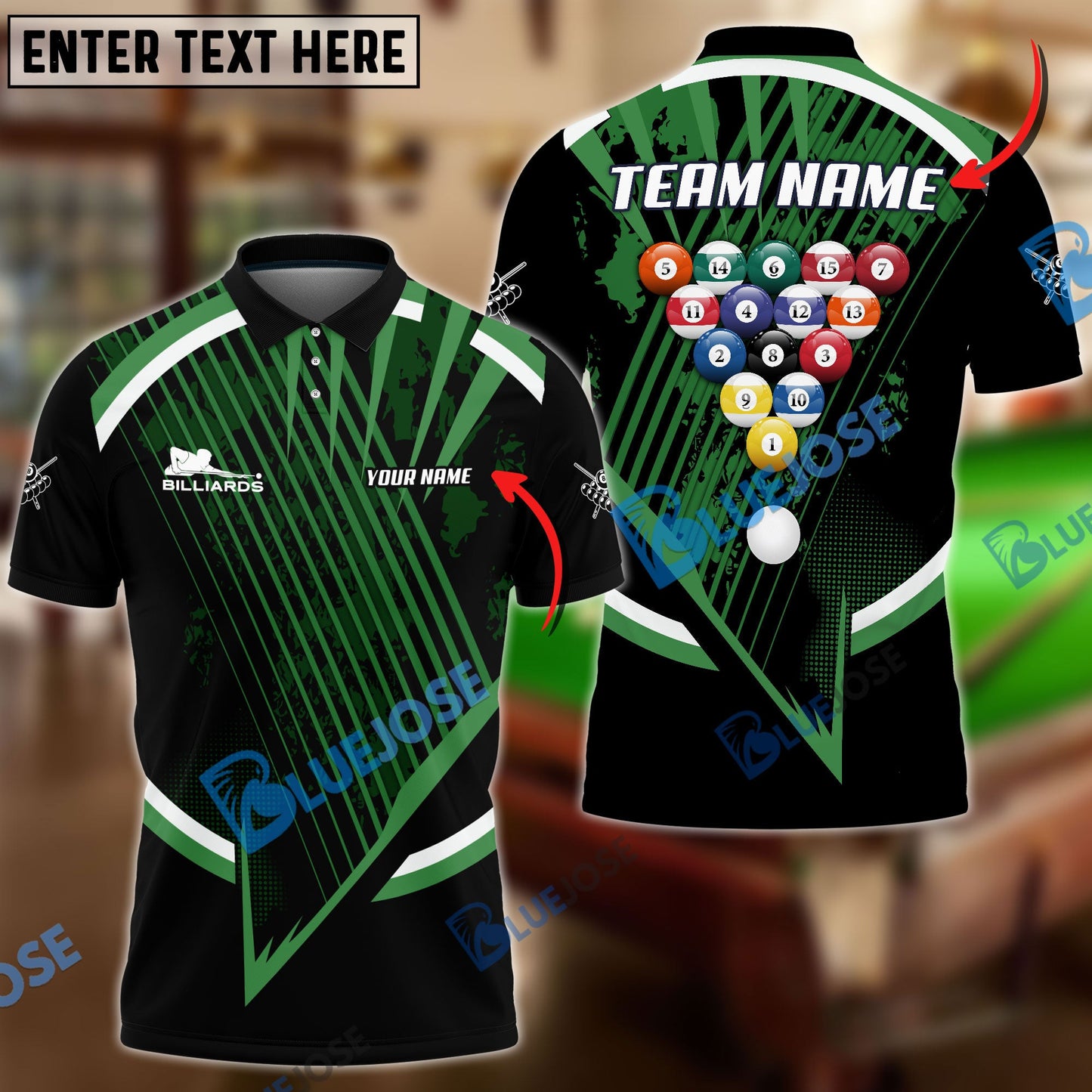 frenzidea Billiards Ball 8 Tournament Concept Personalized Name, Team Name Unisex Shirt ( 4 Colors )