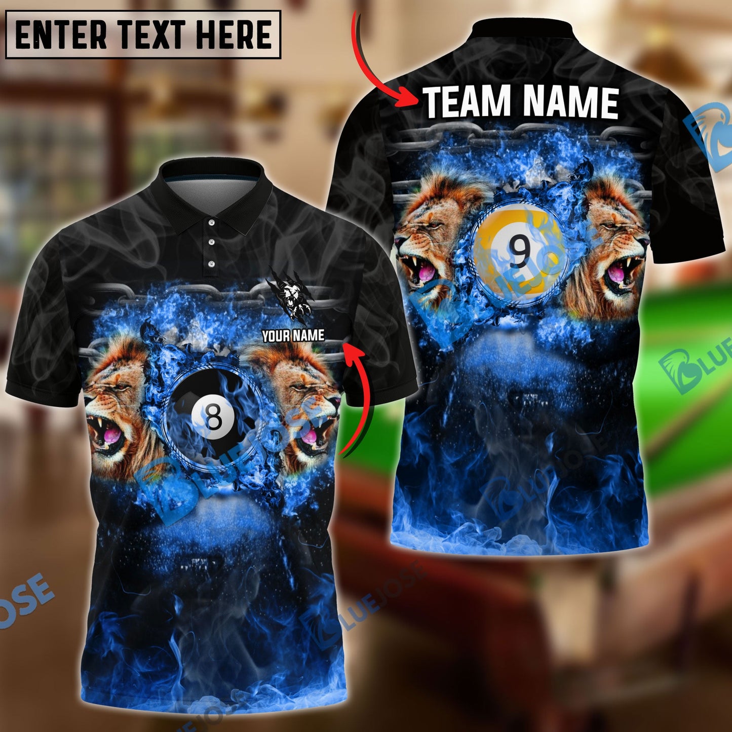 Frenzidea Billiards Ball 8 And 9 Lion Kings Personalized Name, Team Name Unisex Shirt ( 4 Colors )