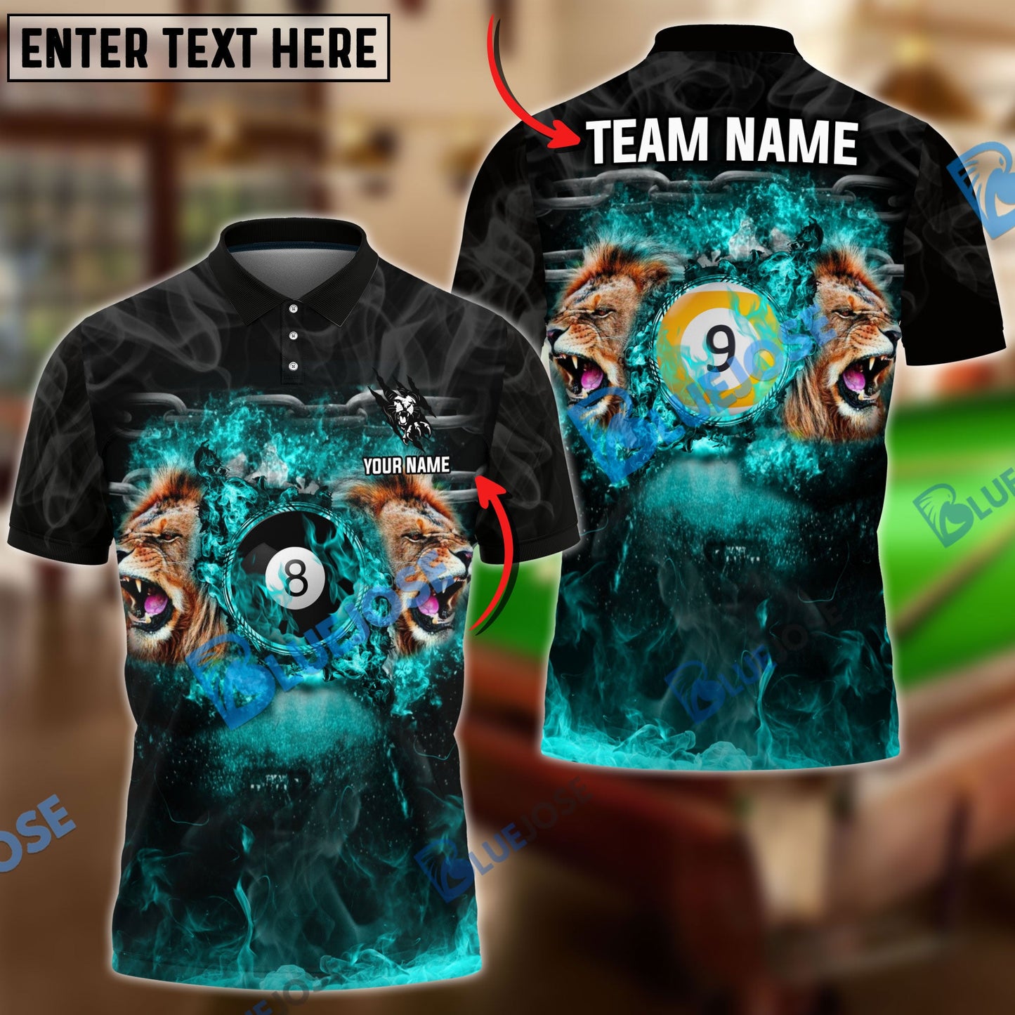 Frenzidea Billiards Ball 8 And 9 Lion Kings Personalized Name, Team Name Unisex Shirt ( 4 Colors )