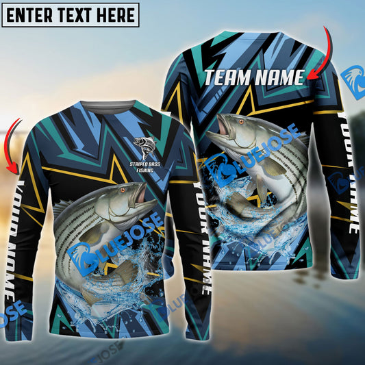 frenzidea Striped Bass Fishing Lightning Pattern Sport Custom Name & Team Name 3D Shirts